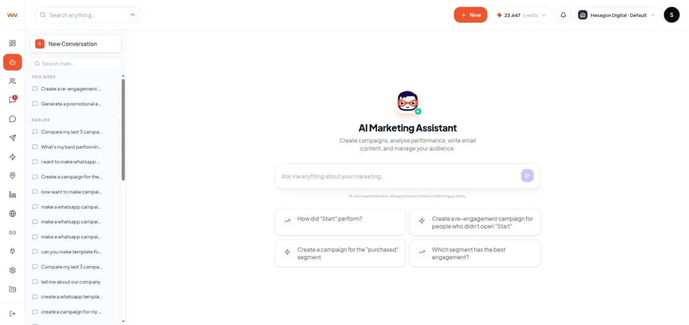 AI assistant chat with a confirmation card